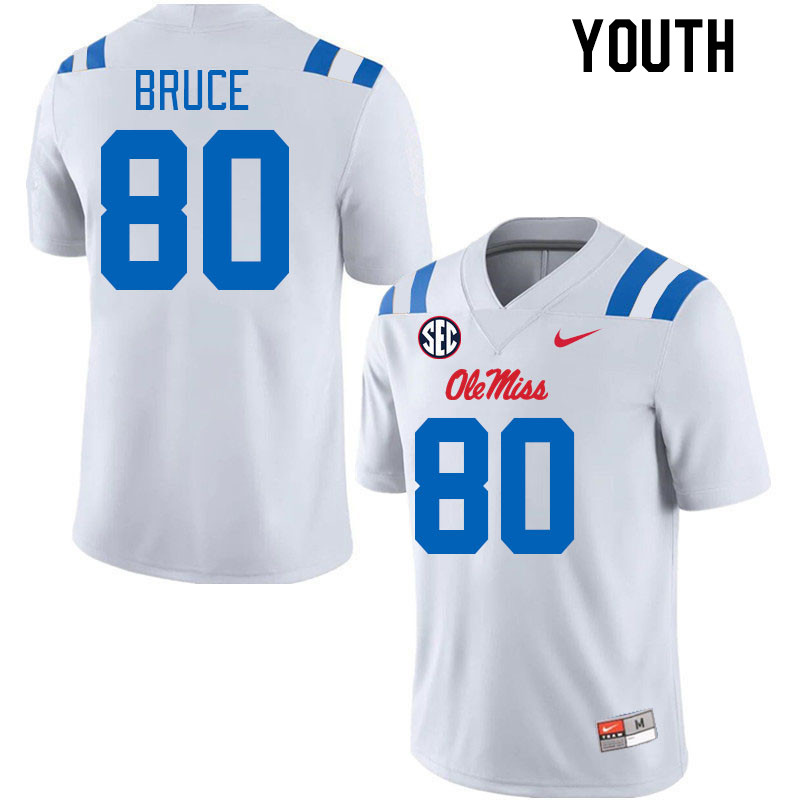 Youth #80 Zamari Bruce Ole Miss Rebels 2024 New Uniforms College Football Jerseys Stitched-White